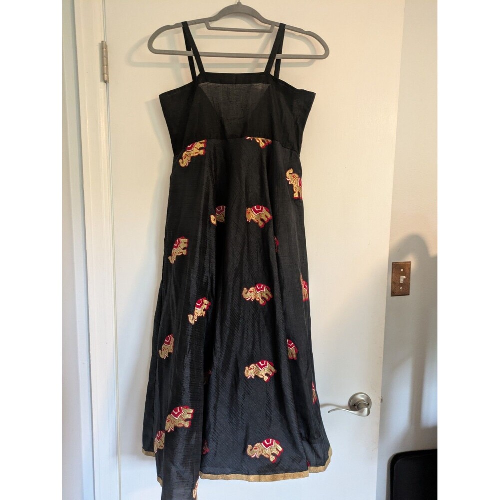 Designer Embroidered Black Silk Cotton Dress with Colorful Patterns Garmentry Xs - Picture 2 of 9